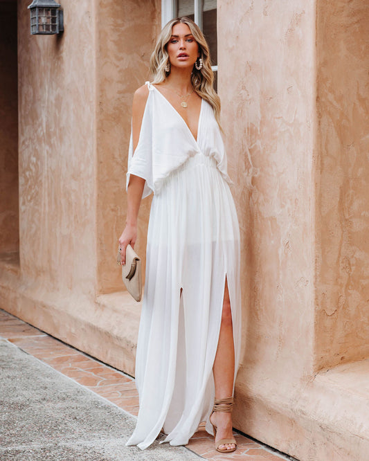 Korrine Cold Shoulder Maxi Dress - Off White