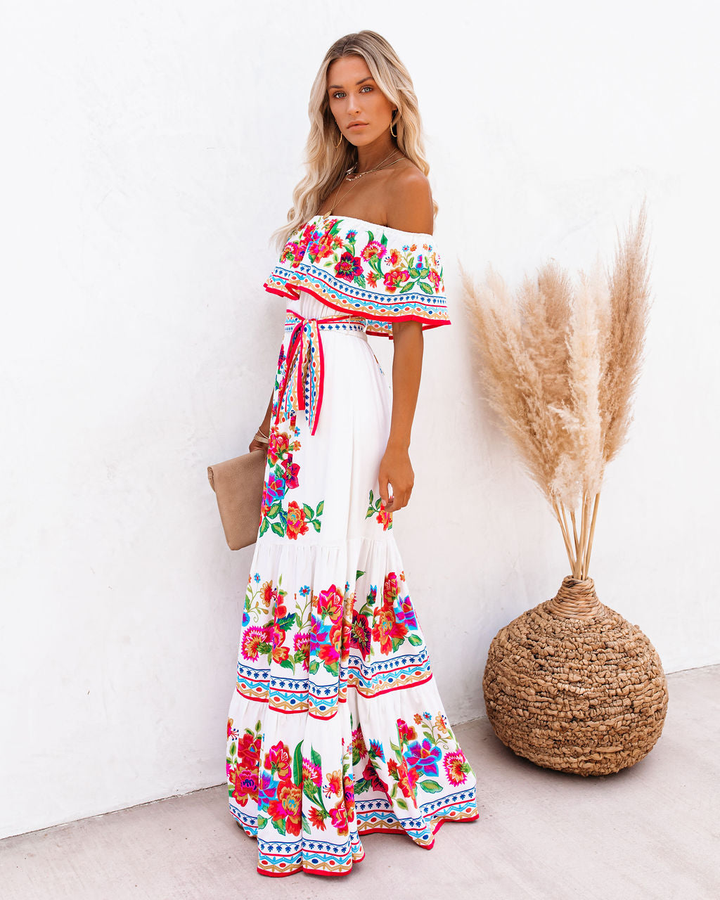 Mamanuca Floral Off The Shoulder Maxi Dress