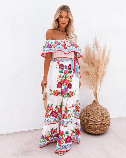 Mamanuca Floral Off The Shoulder Maxi Dress