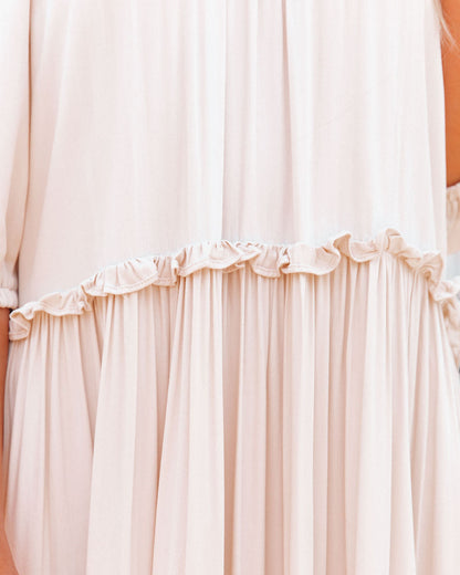 KittenAlarm - Pompeii Ruffle Tiered Maxi Dress - Cream