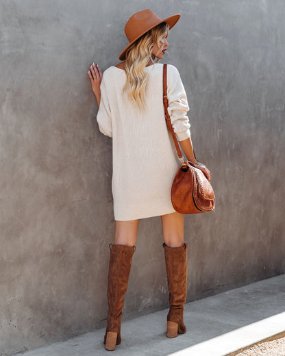 Princeton Knit Sweater Dress - Stone - FINAL SALE