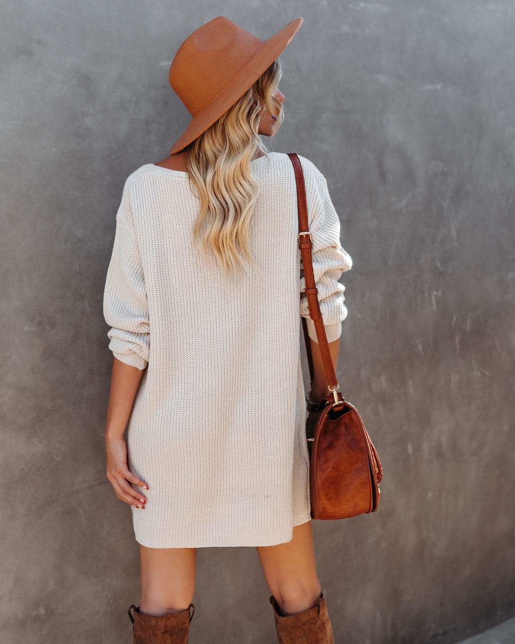 Princeton Knit Sweater Dress - Stone - FINAL SALE