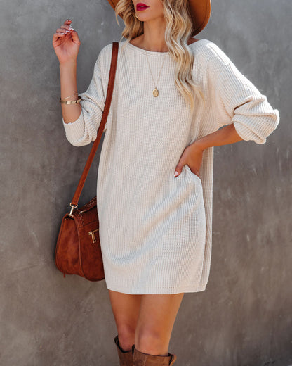 Princeton Knit Sweater Dress - Stone - FINAL SALE