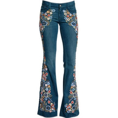 KittenAlarm - Trends Hot Sale Women Embroidered Bell Bottoms Skinny Jeans Floral Flared Jeans Ladies Spring Casual Denim Pants XS-4XL