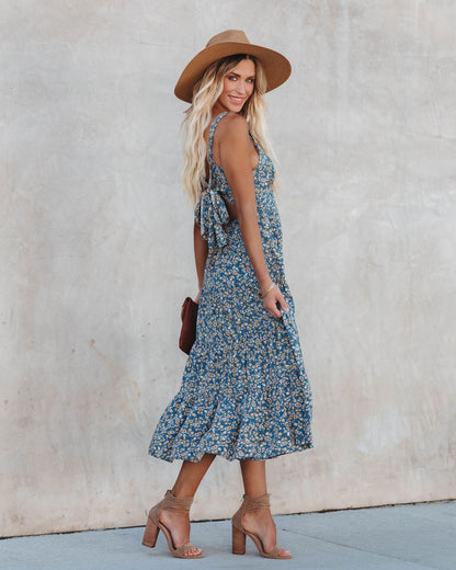 Rio Floral Tie Back Midi Dress