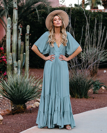 PREORDER - Seafoam Season Pocketed Tiered Maxi Dress - Seafoam