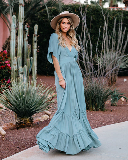 PREORDER - Seafoam Season Pocketed Tiered Maxi Dress - Seafoam