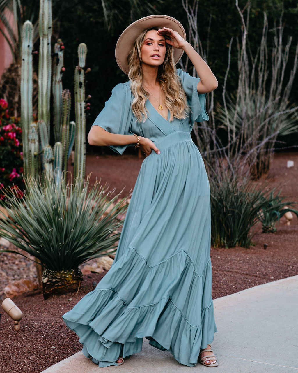 PREORDER - Seafoam Season Pocketed Tiered Maxi Dress - Seafoam