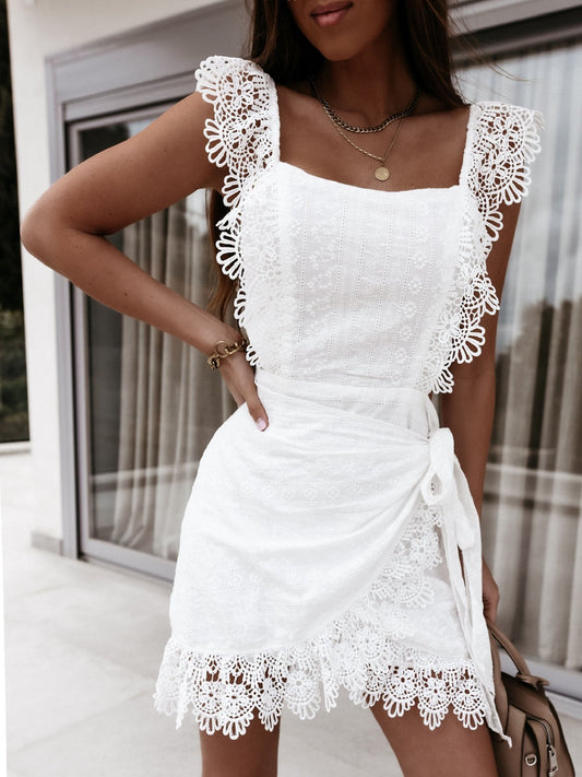 Sleeveless Lace Open Back Dress ins