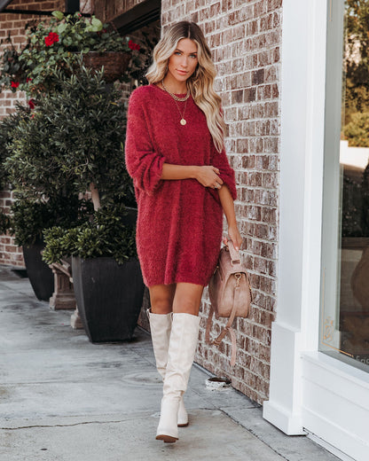 So In Love Knit Sweater Dress - Dark Mauve