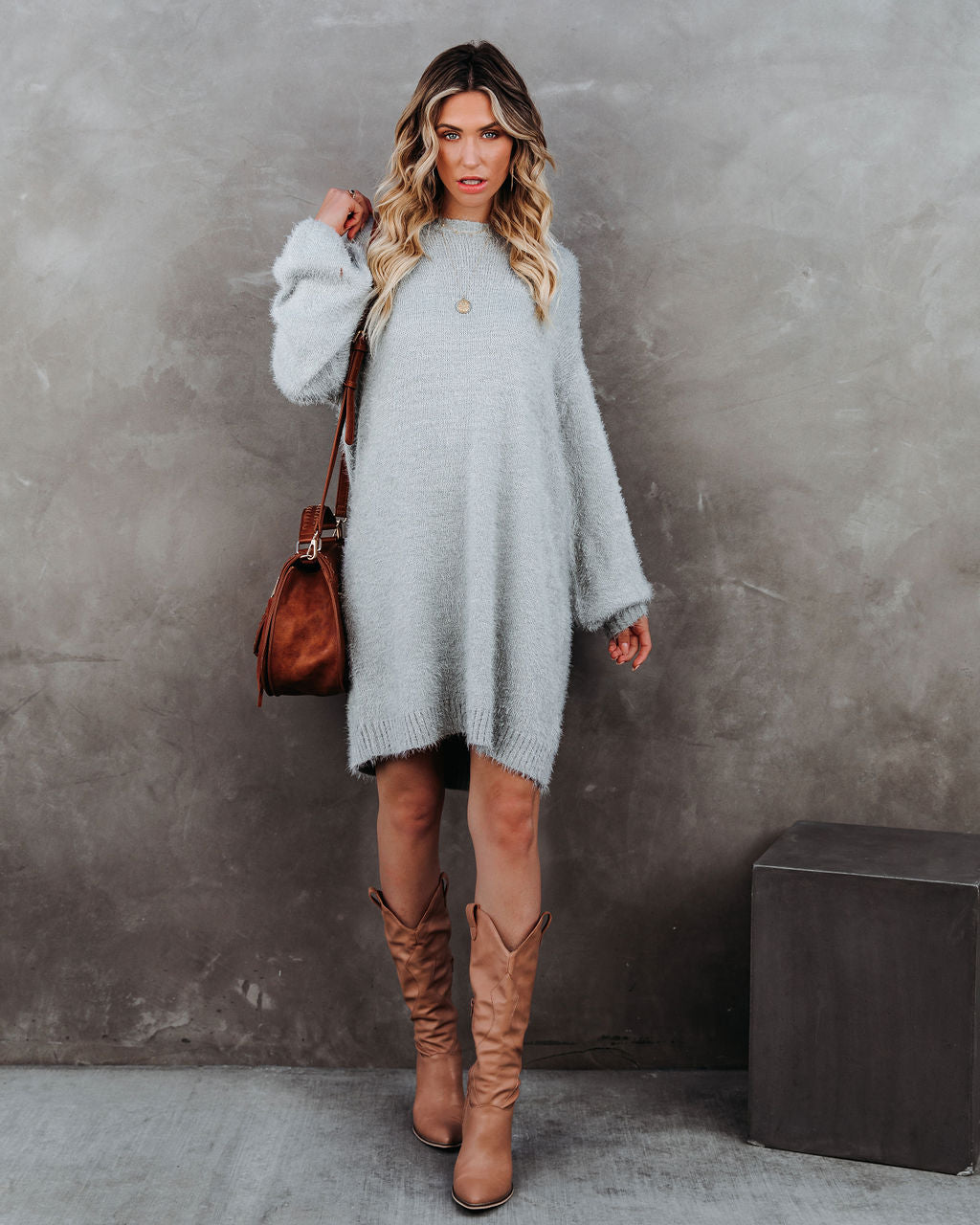 So In Love Knit Sweater Dress - Heather Grey - FINAL SALE