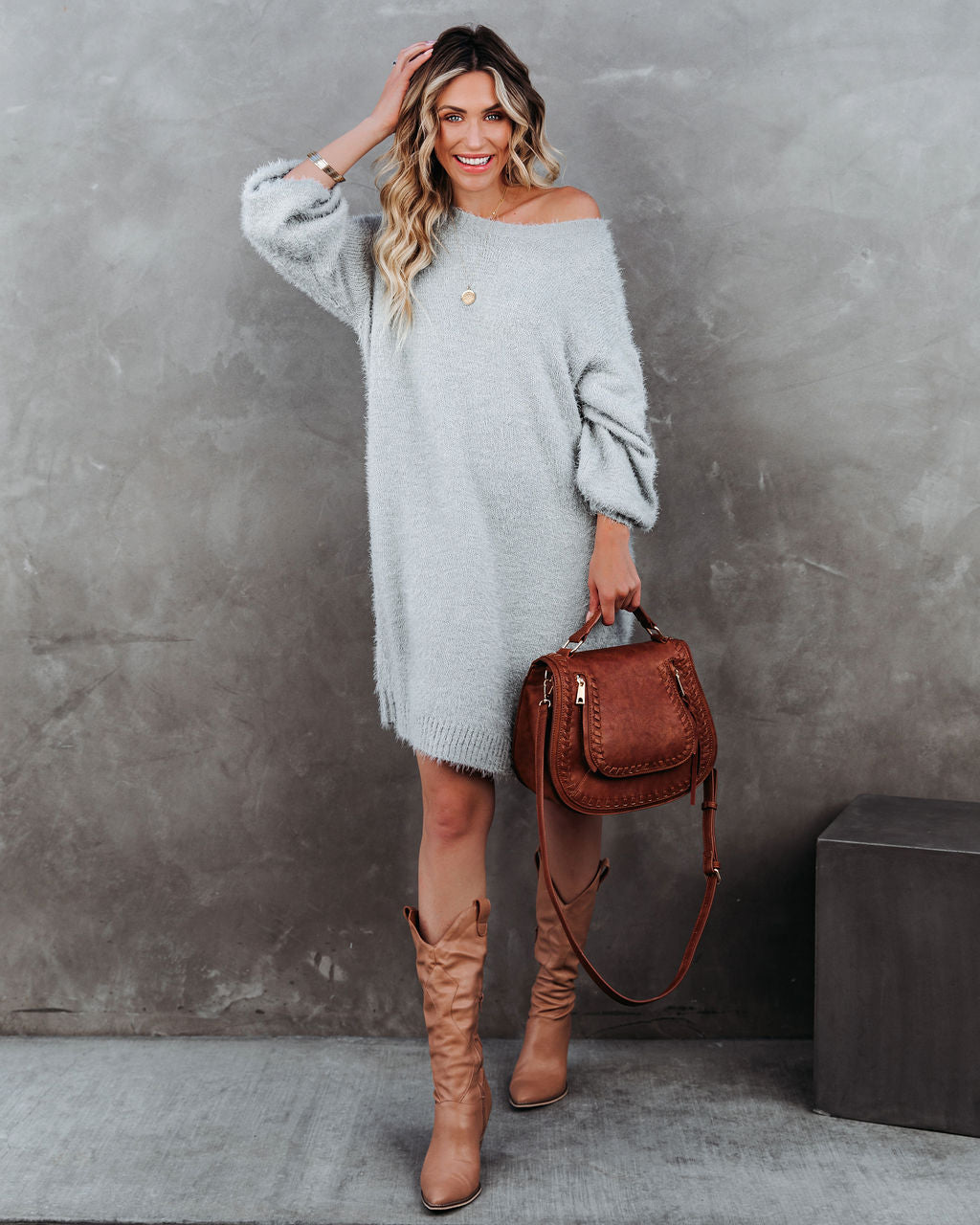 So In Love Knit Sweater Dress - Heather Grey - FINAL SALE