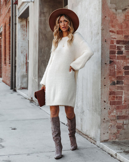 So In Love Knit Sweater Dress - Ivory - FINAL SALE