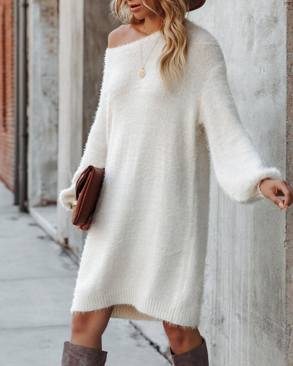 So In Love Knit Sweater Dress - Ivory - FINAL SALE