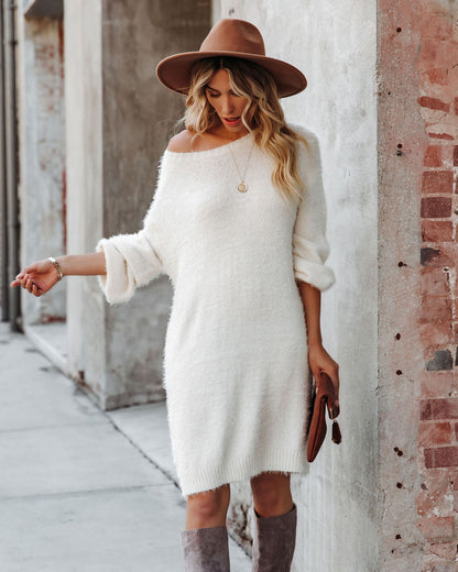 So In Love Knit Sweater Dress - Ivory - FINAL SALE