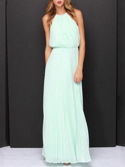 Solid Sleeveless Off-shoulder Dress ins