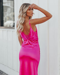 Take Care Satin Cowl Neck Maxi Dress - Fuchsia - FINAL SALE
