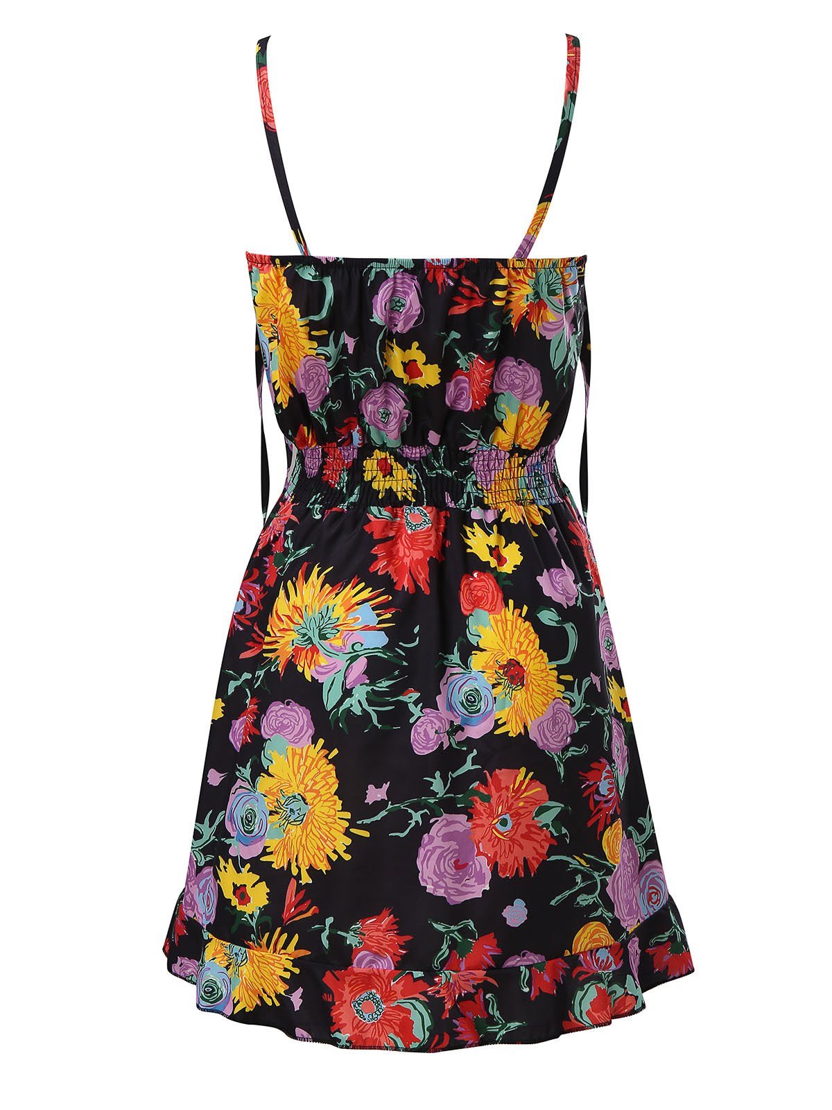 V-Neck Sleeveless Floral Print Suspender Dress