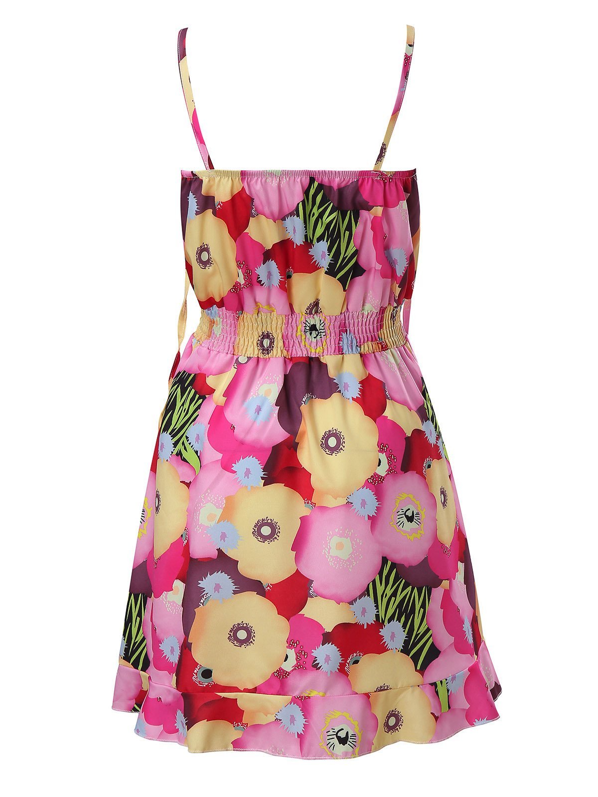 V-Neck Sleeveless Floral Print Suspender Dress