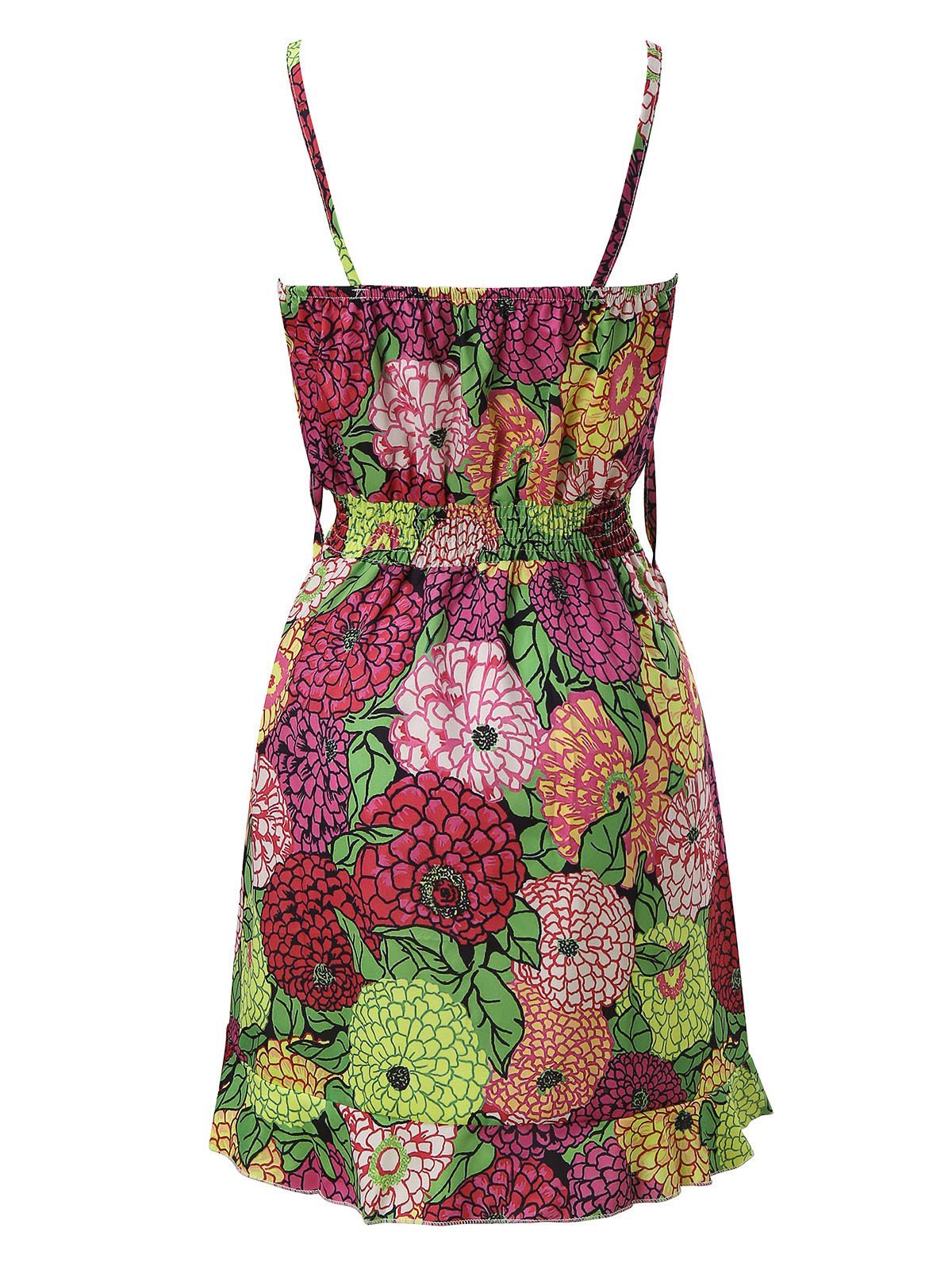 V-Neck Sleeveless Floral Print Suspender Dress