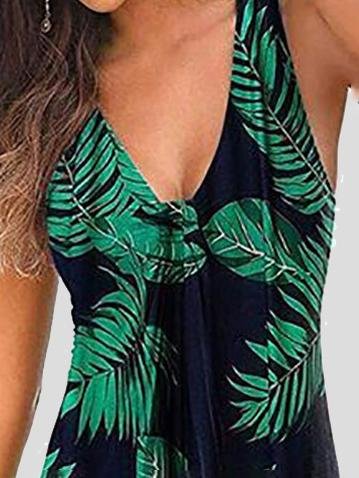 V-neck Sleeveless Print Mini Dress