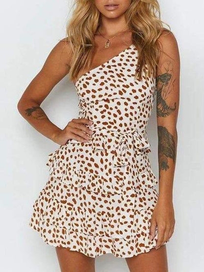 Women Leopard Print floral Mini Dress Ins Street